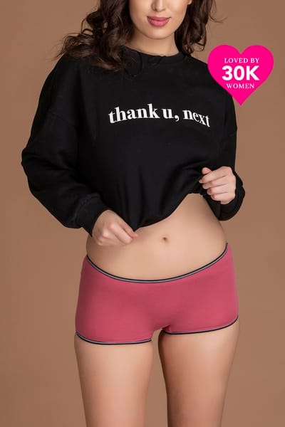 XXYX Lingerie Mid Waist Boyshorts in Pink - Cotton product view 1