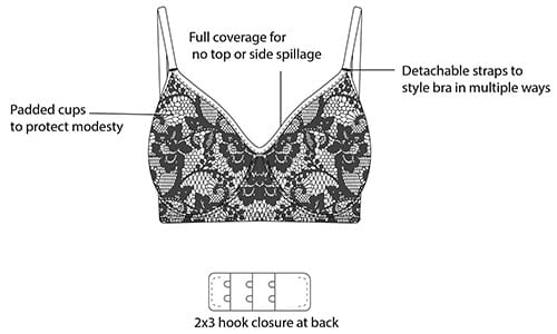 XXYX Lingerie Lace Padded Non-Wired Full Coverage Bra in White product view 3
