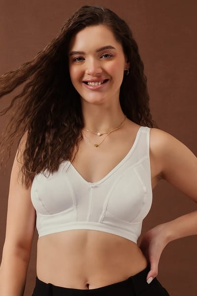 XXYX Lingerie Non-Padded Non-Wired Full Figure Bra in White - Cotton product view 1