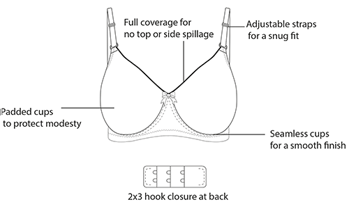 XXYX Lingerie Padded Non Wired Full Coverage T-shirt Bra in Purple product view 3