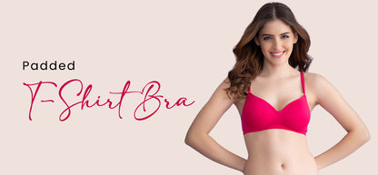 XXYX Lingerie Padded Non-Wired Full Coverage T-Shirt Bra in Dark Pink - Cotton product view 1
