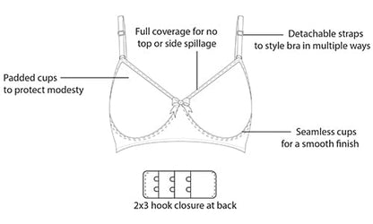 XXYX Lingerie Padded Non-Wired Full Coverage Multiway T-Shirt Bra In Black product view 3