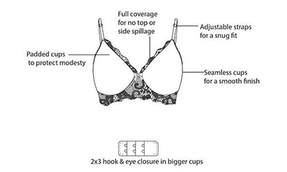 XXYX Lingerie Padded Non-Wired Full Coverage T-shirt Bra in Black product view 2