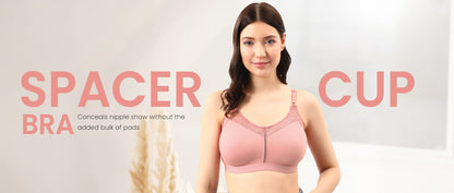 XXYX Lingerie Non-Padded Non-Wired Full Figure Spacer Cup Bra in Soft Pink - Cotton Rich product view 2