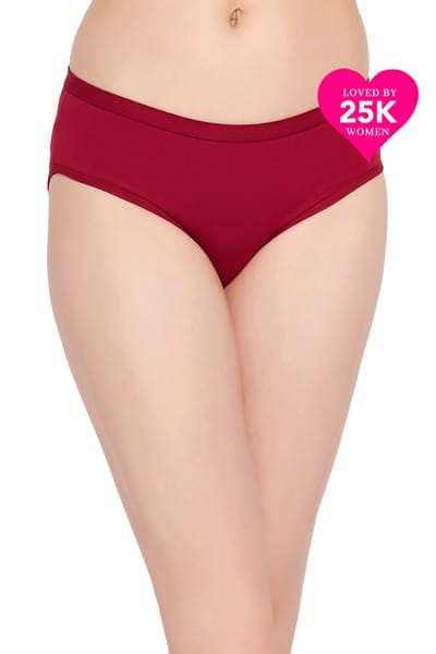 XXYX Lingerie Mid Waist Hipster Panty in Maroon - Cotton product view 1