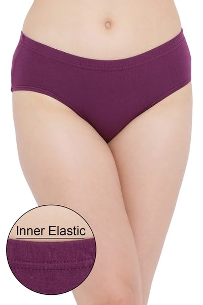 XXYX Lingerie Cotton Mid Waist Hipster Panty with Inner Elastic In Purple product view 1